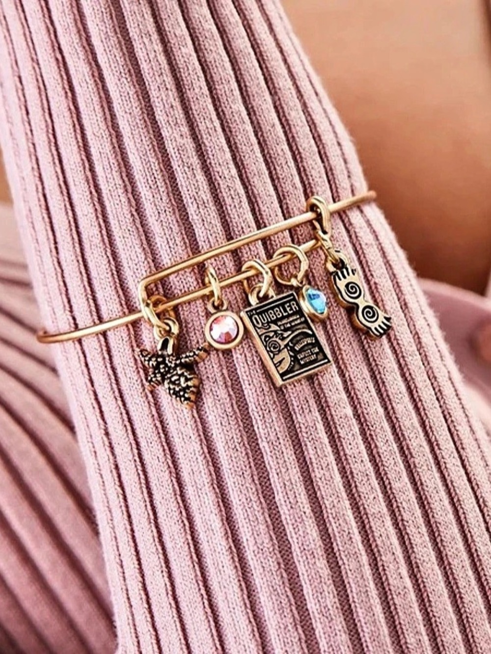 Alex and Ani Harry Potter Luna Lovegood Multi-Charm Bangle Gold Bangle - Picture 2 of 5